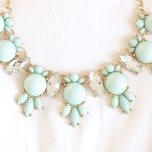 Mint Green and gold statement necklace